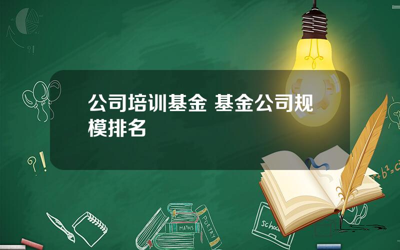 公司培训基金 基金公司规模排名